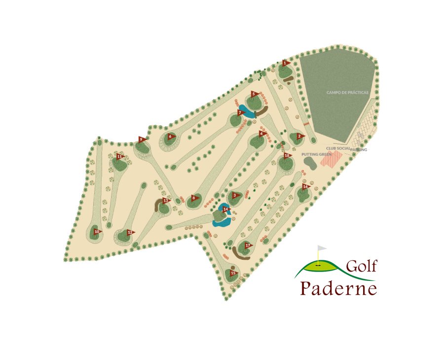 Plano del campo del Club de Golf Paderne